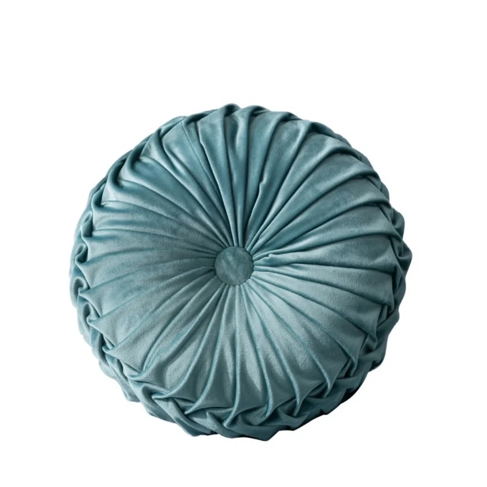 NWT Pleated Velvet Round Throw Pillow Room Couch Decor Solid Cushion Pillow 14” - Picture 5 of 7